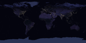 地球夜間的衛星影像（NASA / Suomi NPP, 2016年）