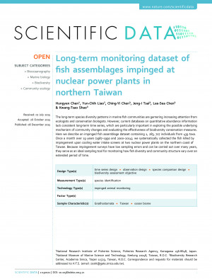 Long-term monitoring dataset of fish assemblages impinged at nuclear power plants in northern Taiwan